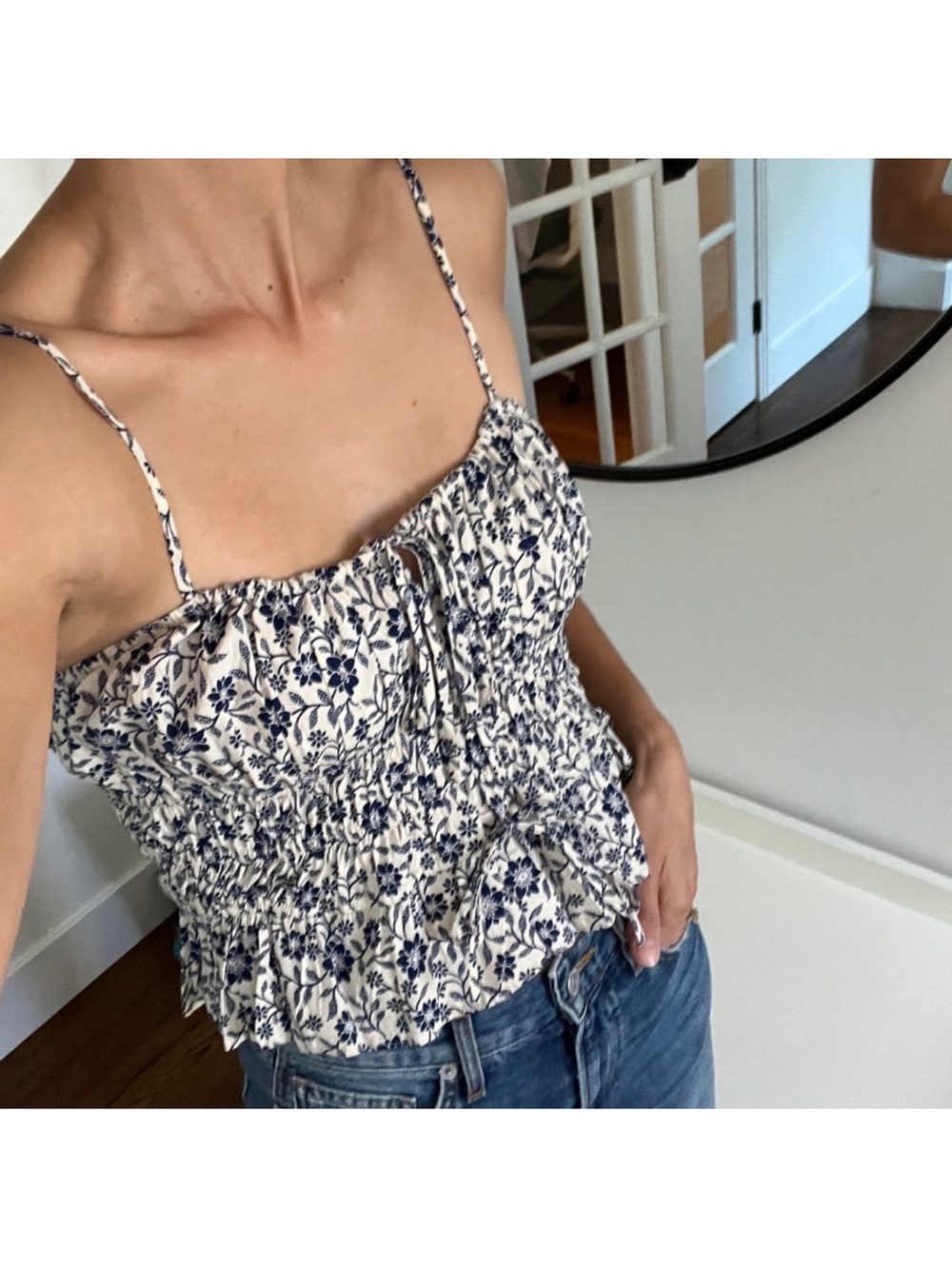 DÔEN Finella Organic Cotton Floral Top Jessamine Calico Large EUC